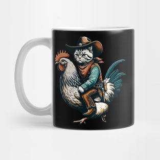 Meowdy Cat Riding Chicken Mug